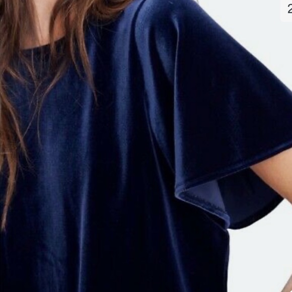 Madewell Blue Velvet Batwing Top Size XL - Picture 2 of 5